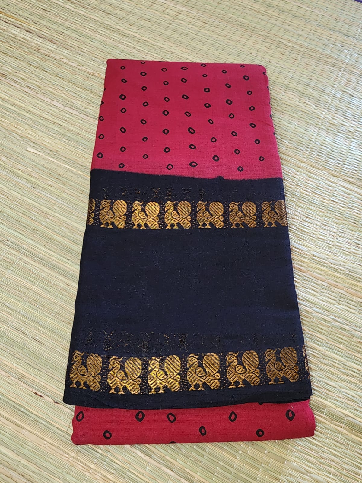 Madurai Sungudi saree (red) (without blouse)