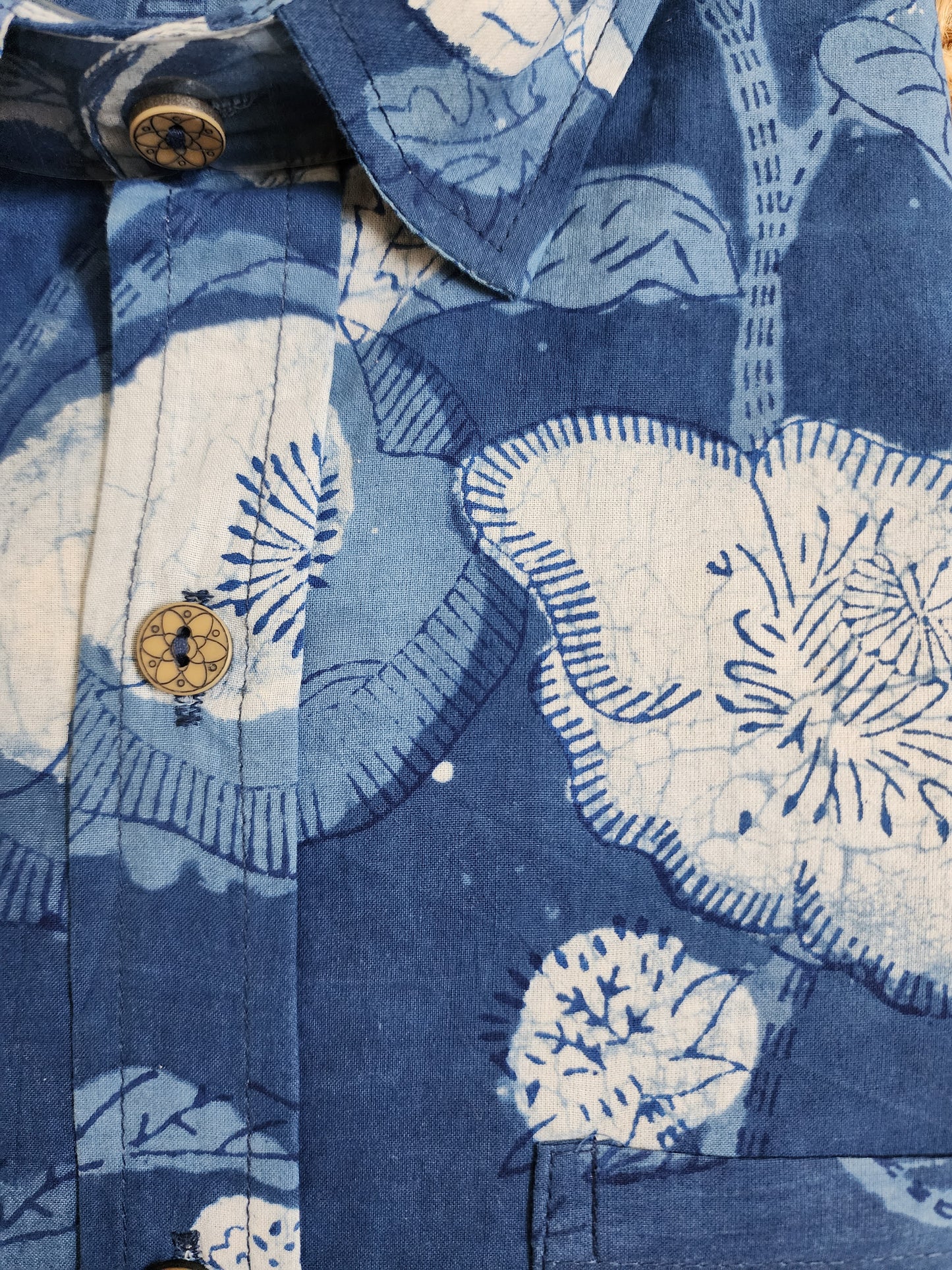 Blue floral half sleeve shirt