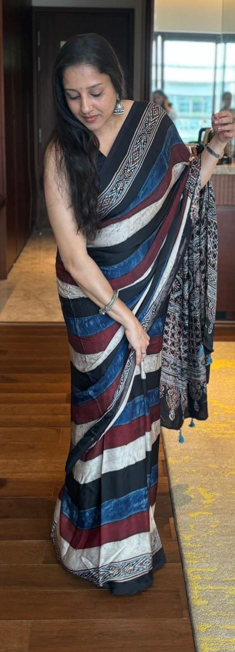 Ajrakh Modal saree