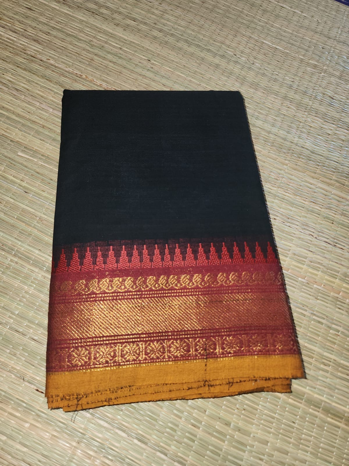 Madurai Sungudi saree (Black with red border)
