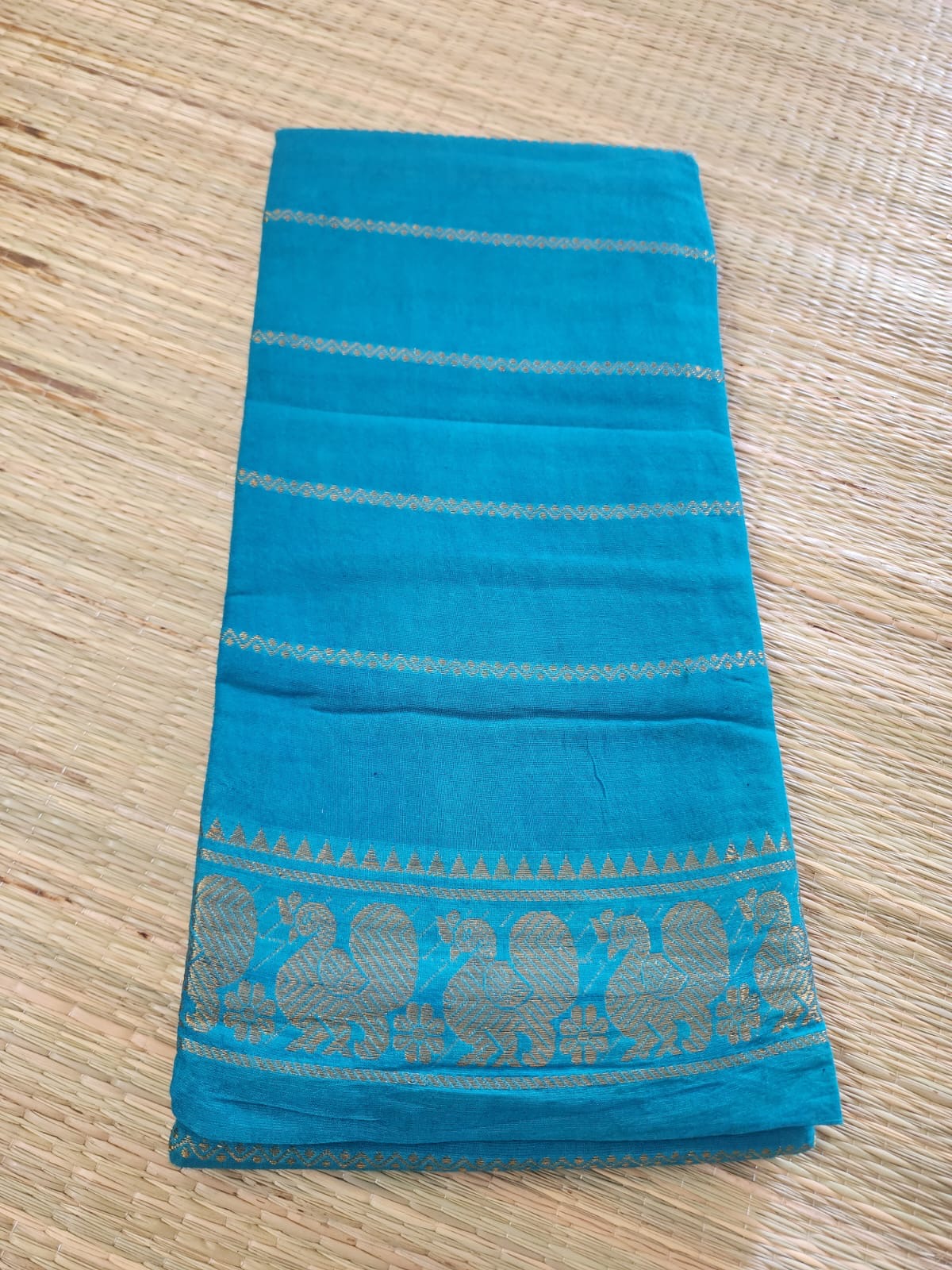 Madurai Sungudi saree (Blue with self border) (without blouse)