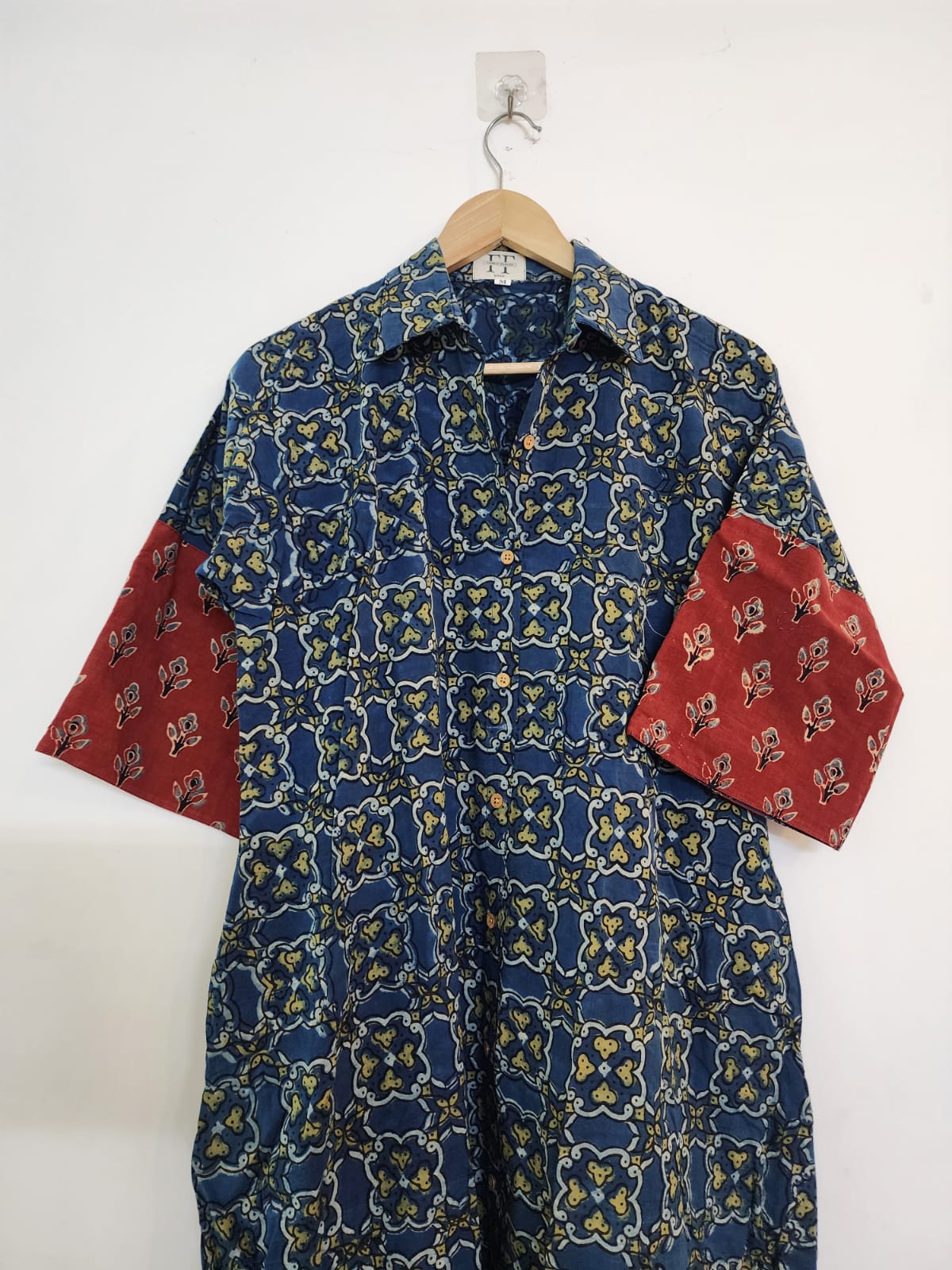 Ajrakh cotton shirt dress