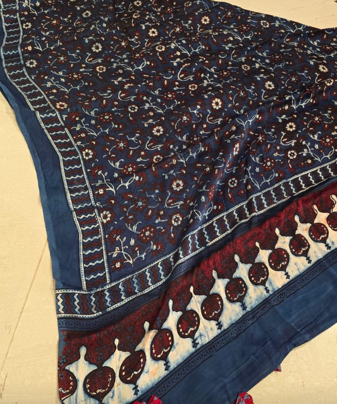 Ajrakh modal silk dupatta