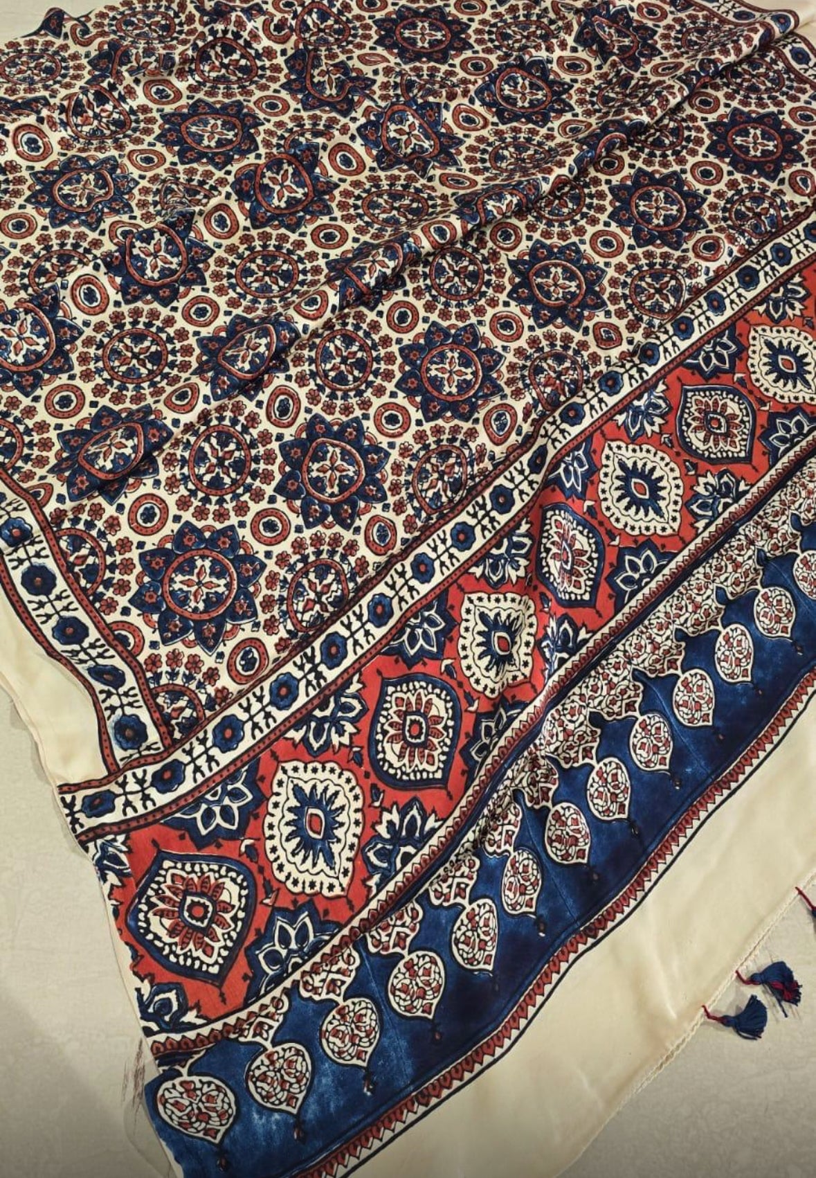 Ajrakh modal silk dupatta