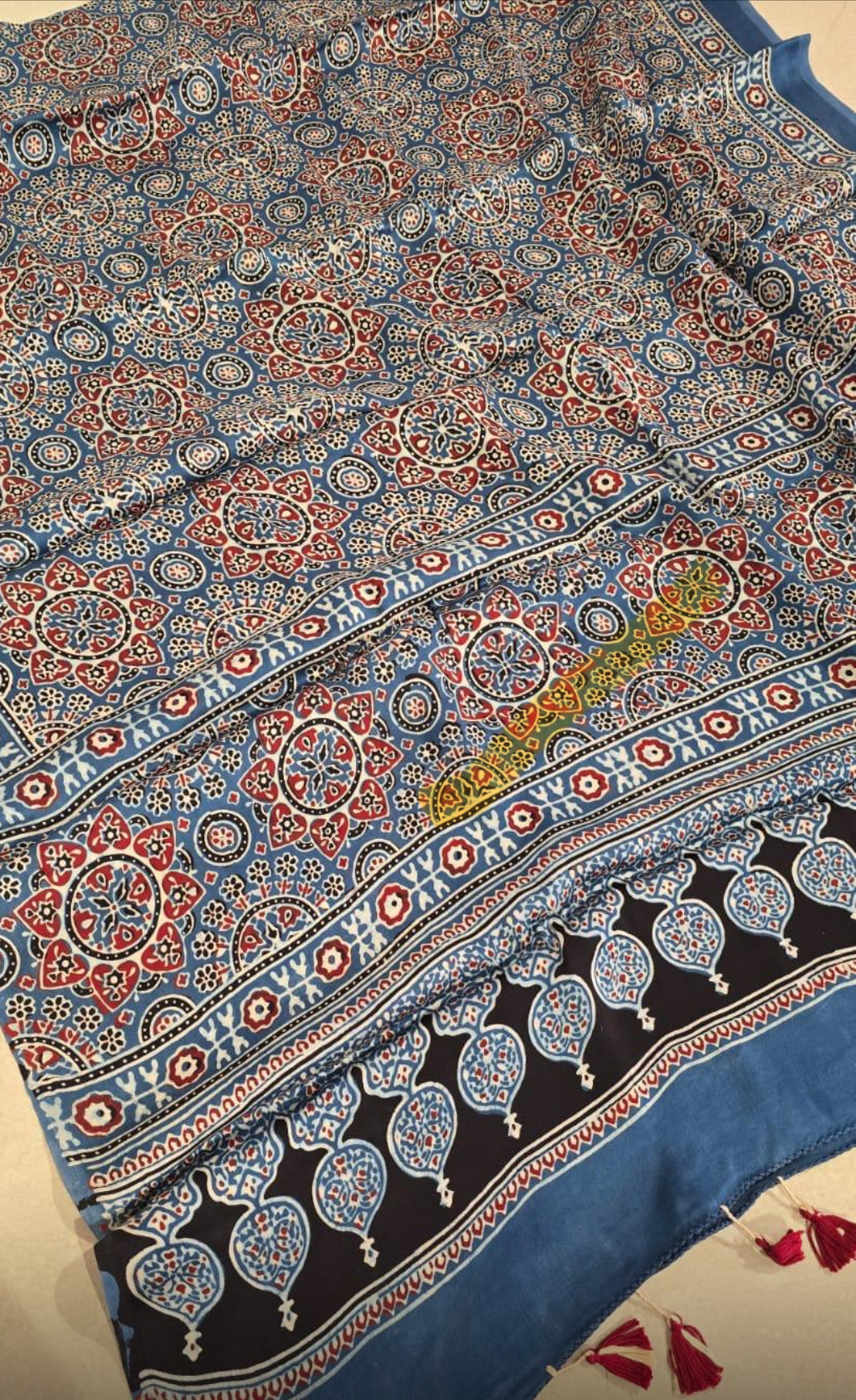 Ajrakh modal silk dupatta