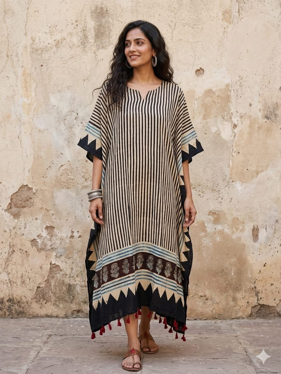Ajrakh Kaftan in modal silk
