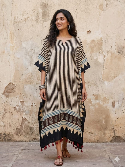 Ajrakh Kaftan in modal silk