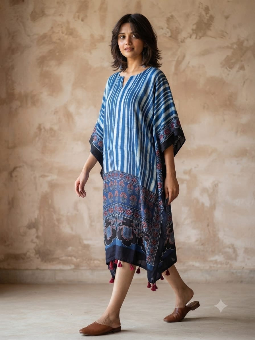 Ajrakh Kaftan in modal silk