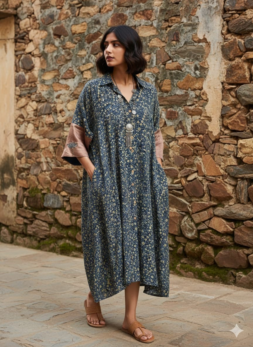 Ajrakh shirt dress