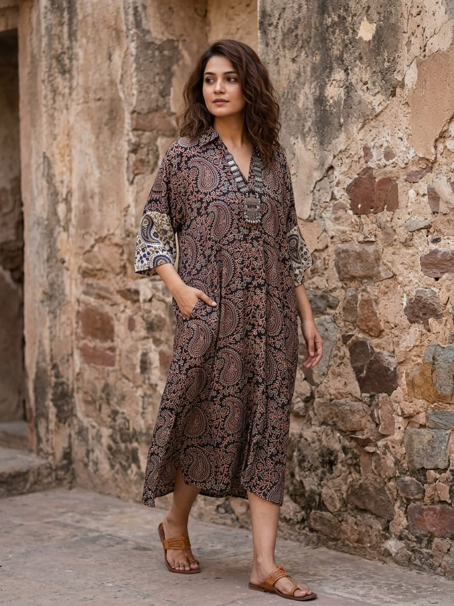 Ajrakh shirt dress
