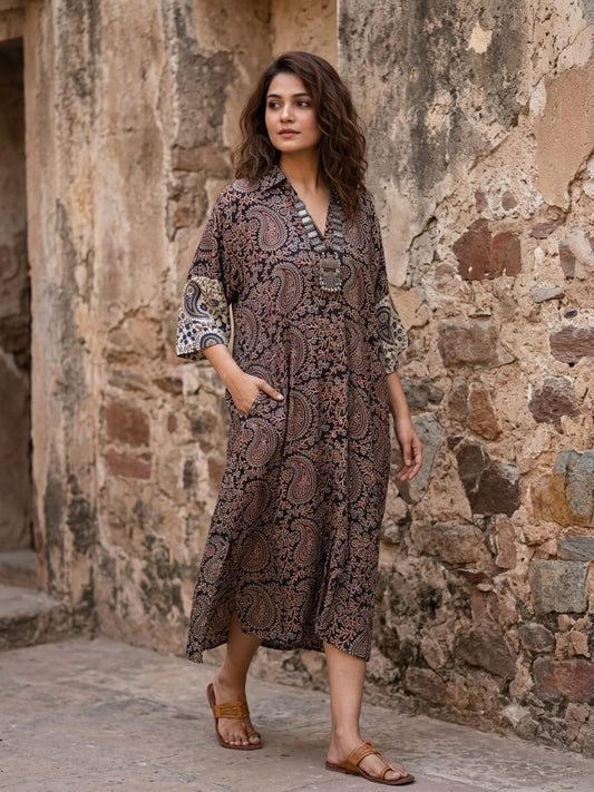 Ajrakh shirt dress