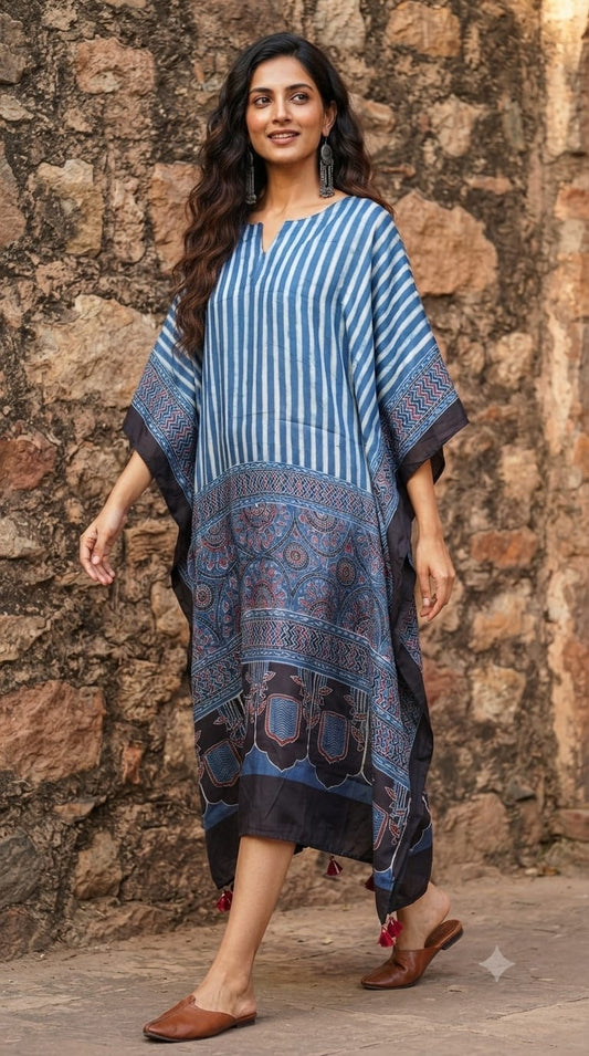 Ajrakh Kaftan in modal silk
