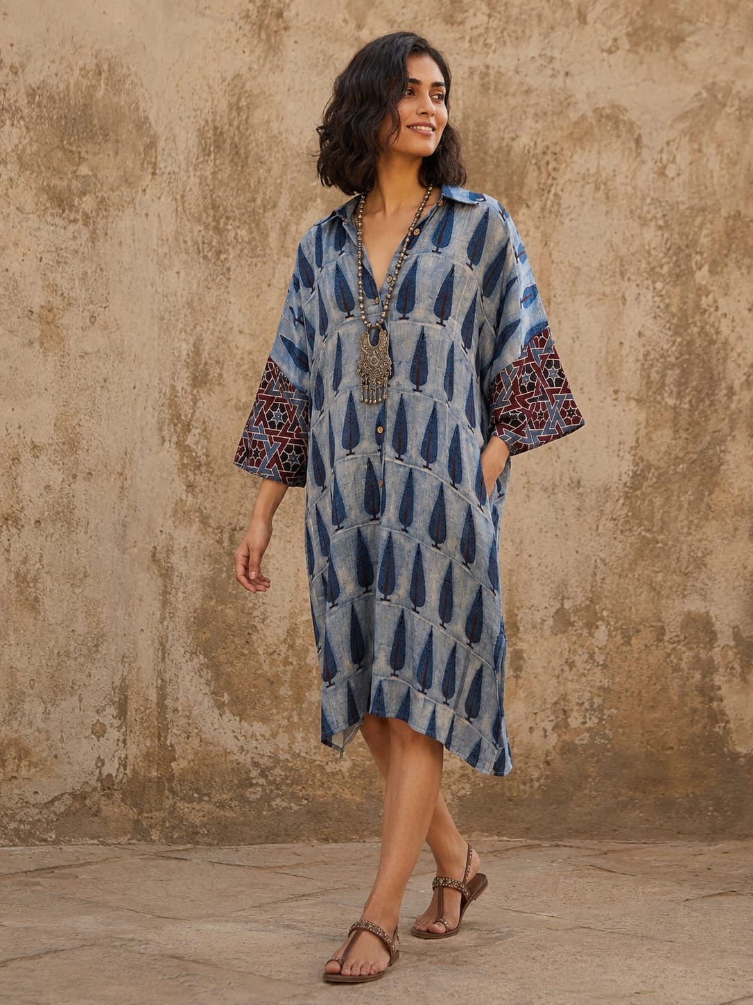 Ajrakh shirt dress (Short)