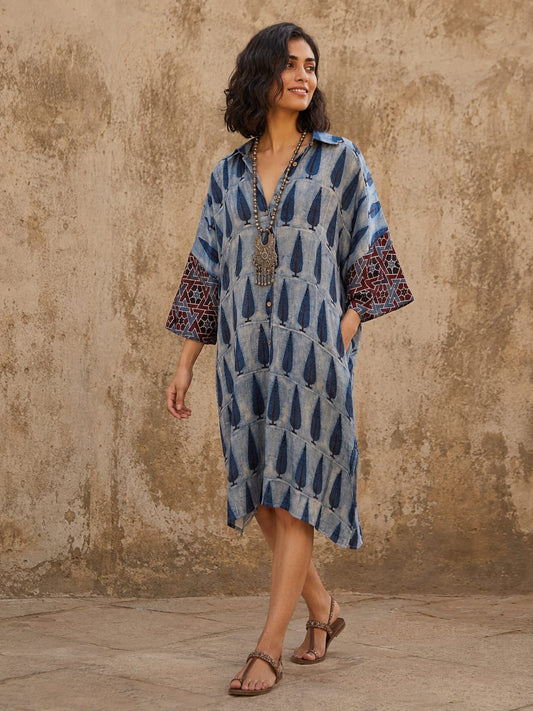 Ajrakh shirt dress (Short)