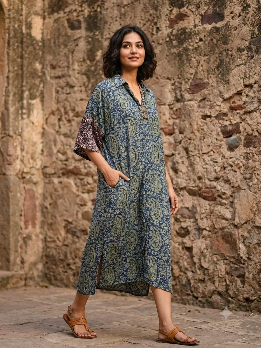 Ajrakh shirt dress
