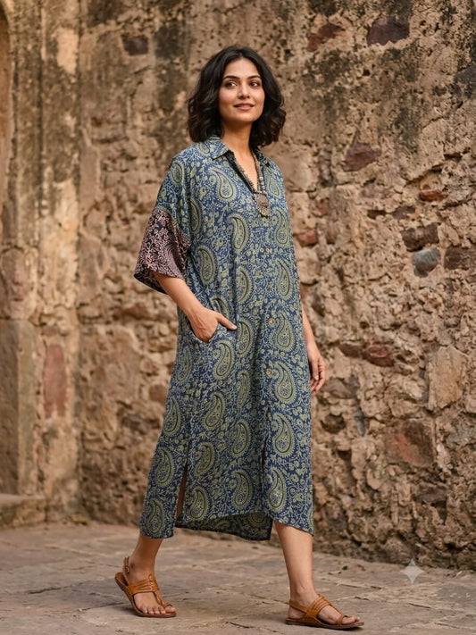 Ajrakh shirt dress
