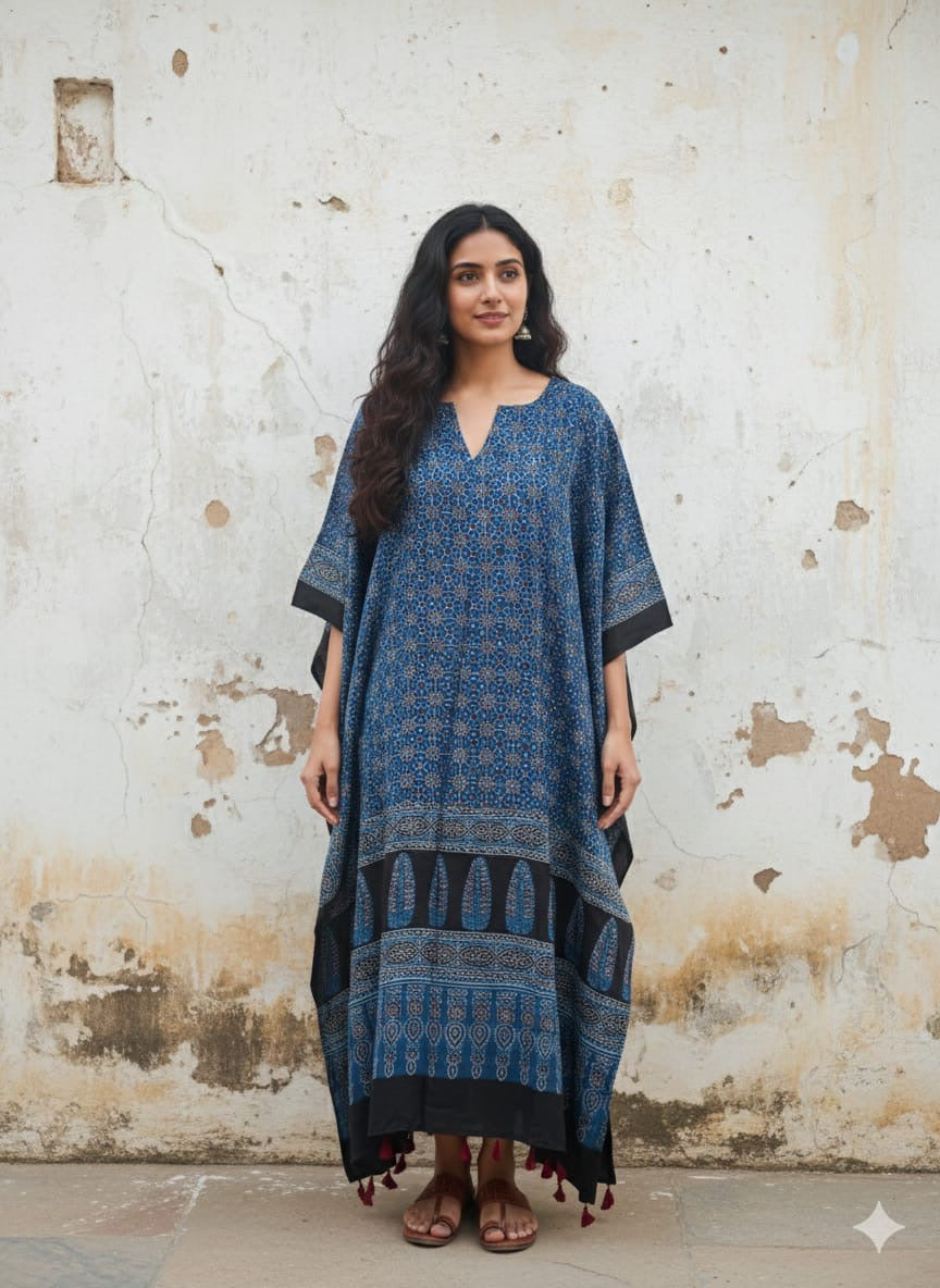 Ajrakh Kaftan in modal silk