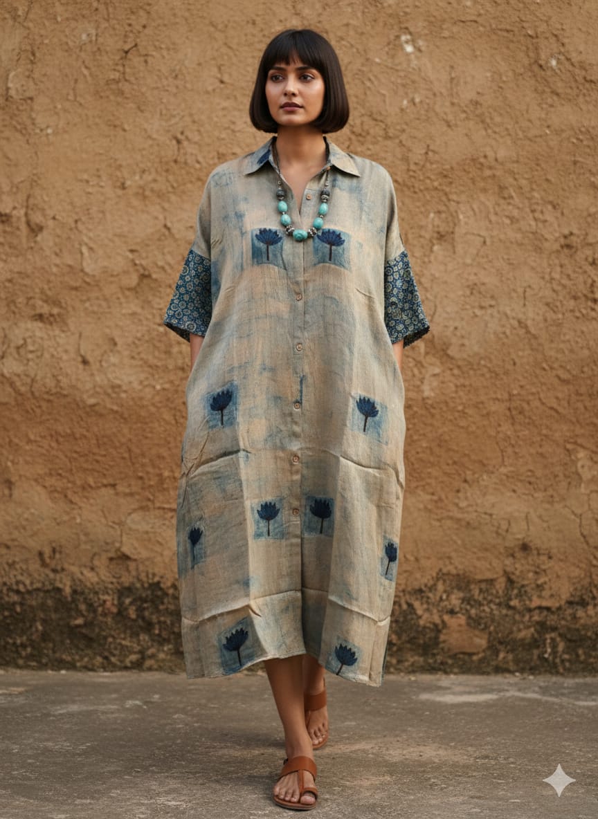 Ajrakh shirt dress