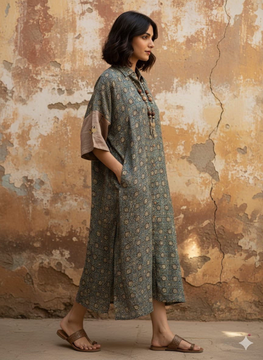 Ajrakh shirt dress