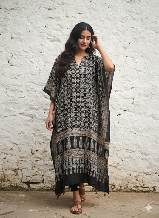 Ajrakh Kaftan in modal silk