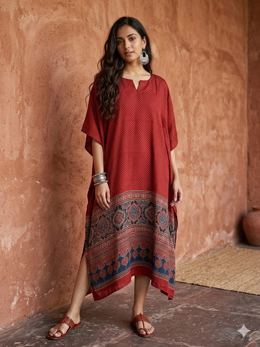 Ajrakh Kaftan in modal silk