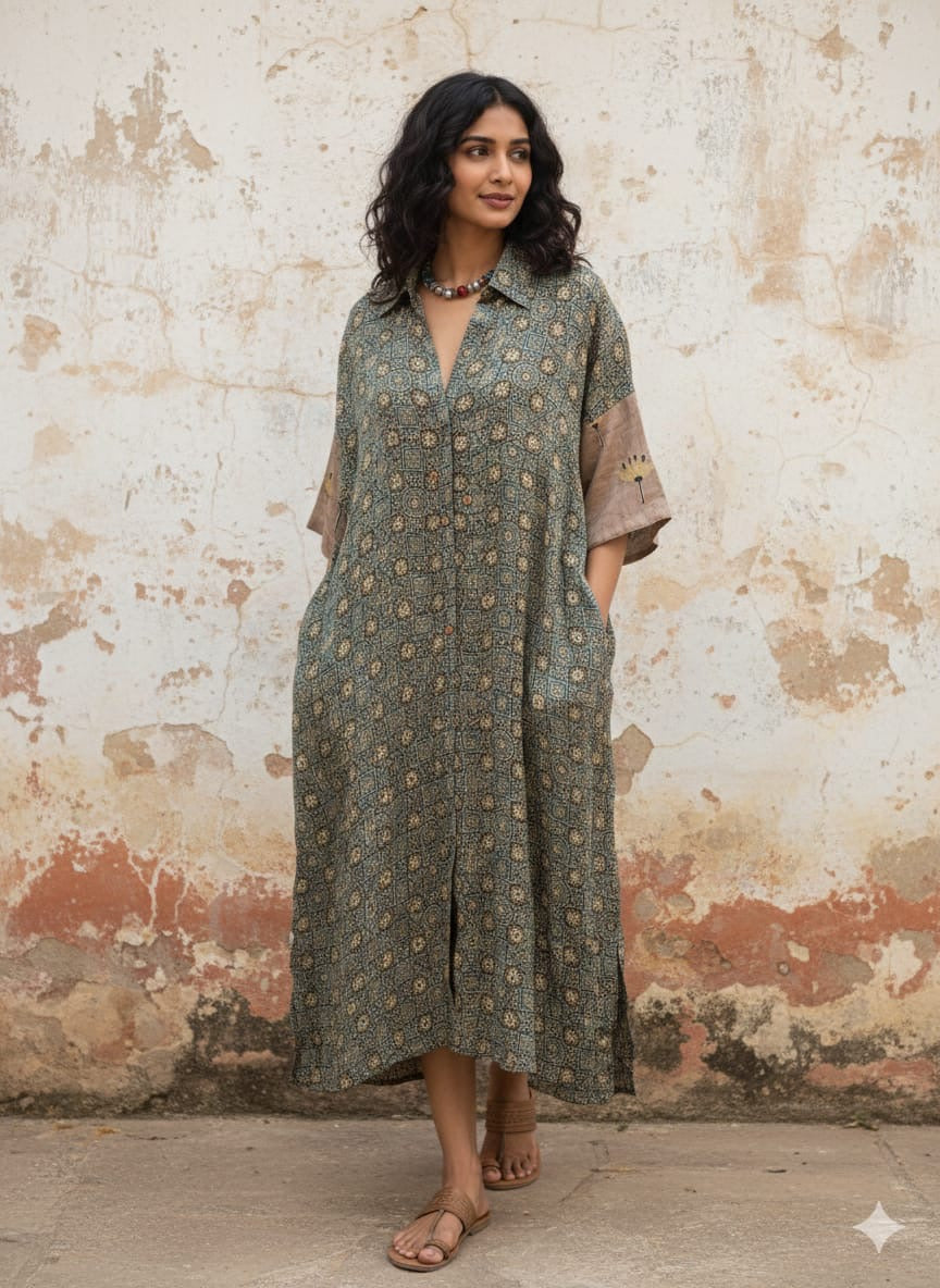 Ajrakh shirt dress