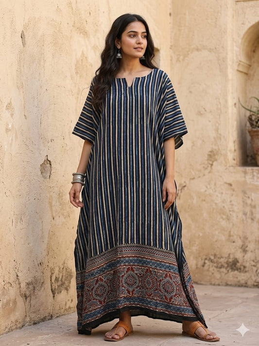 Ajrakh Kaftan in modal silk