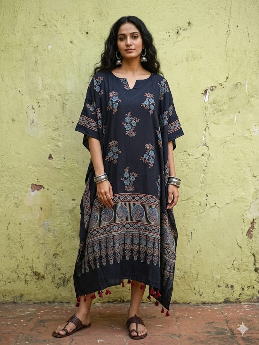 Ajrakh Kaftan in modal silk