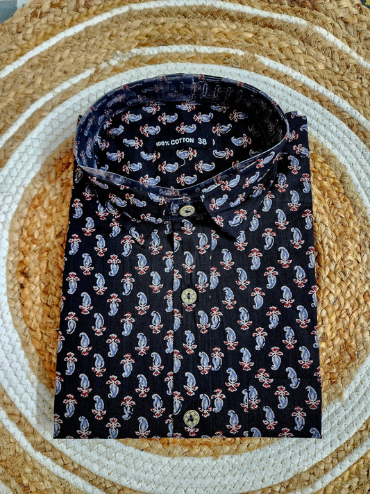 black motif half sleeve shirt
