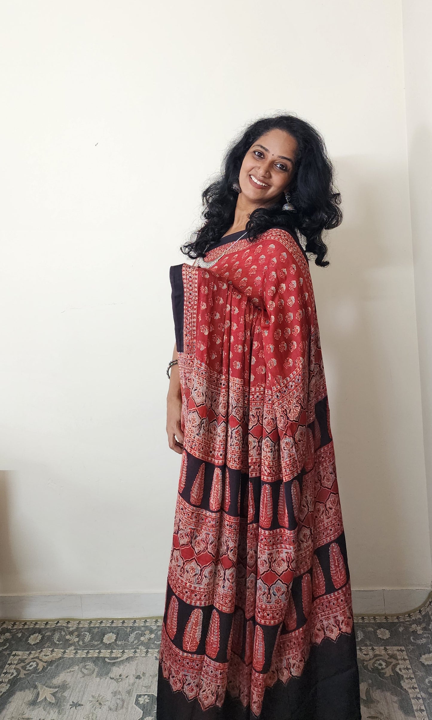 Ajrakh Modal saree (Red)