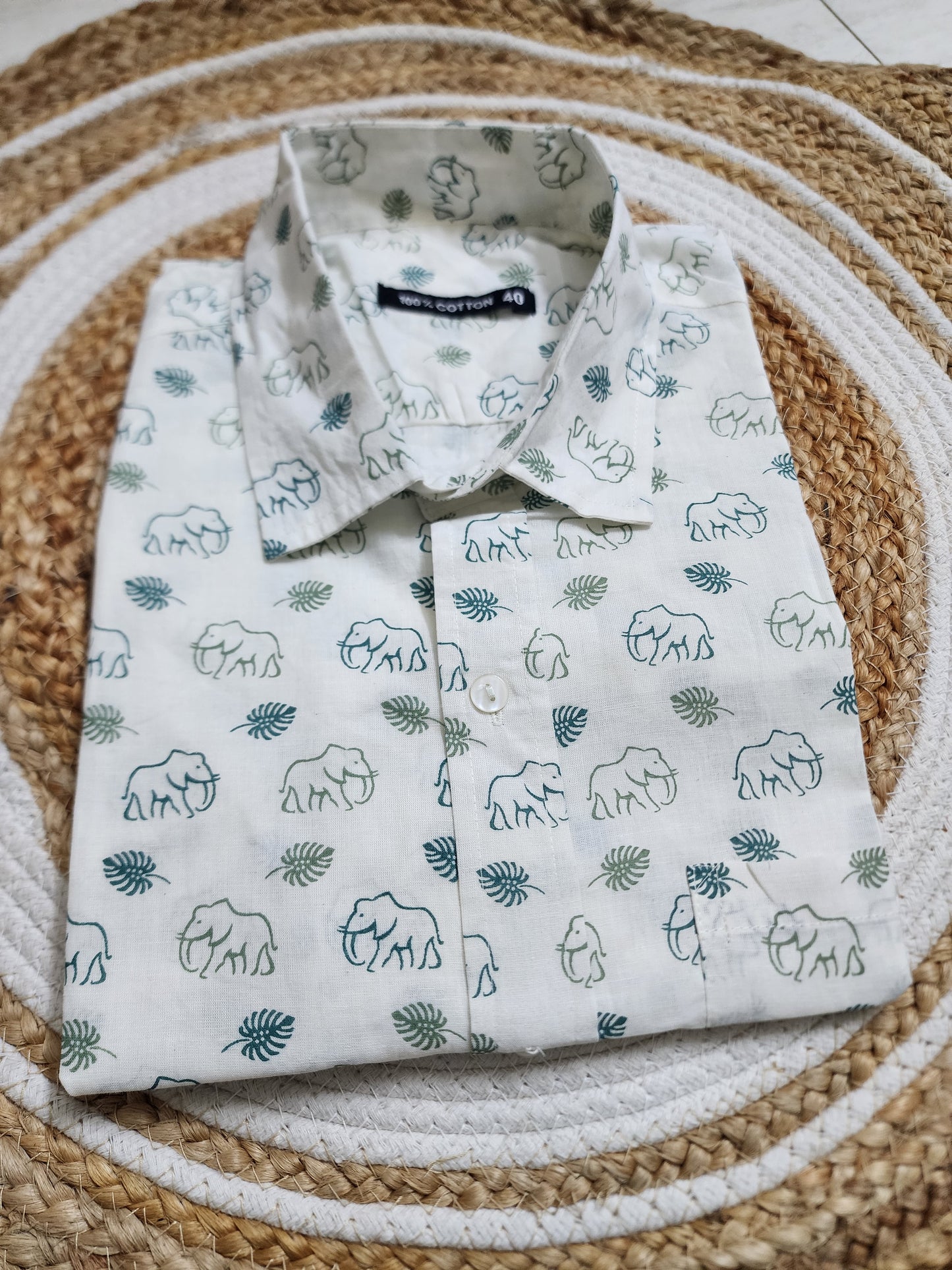 Cotton half sleeve shirt (Elephant print)