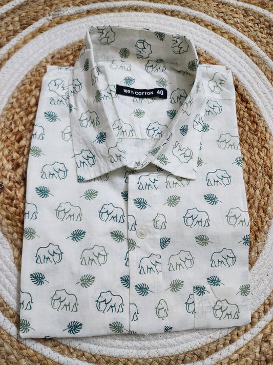 Cotton half sleeve shirt (Elephant print)