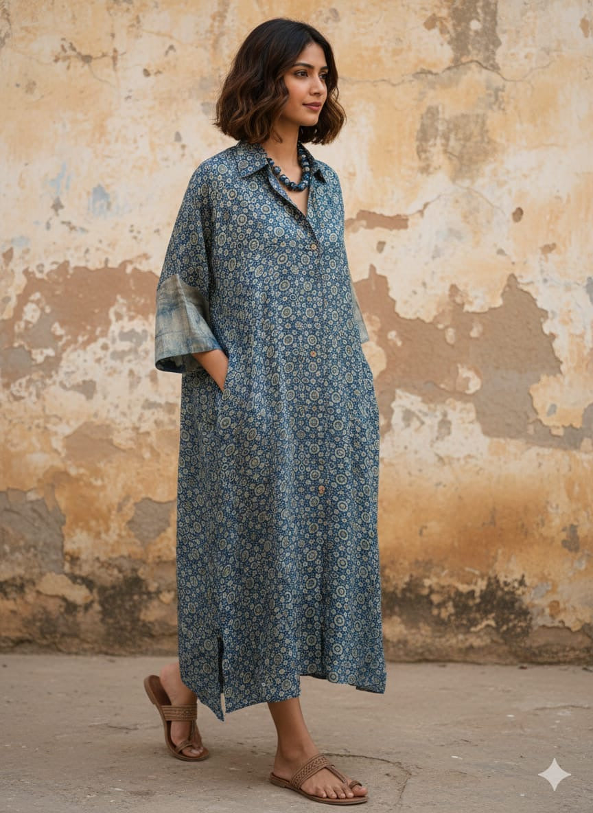 Ajrakh shirt dress