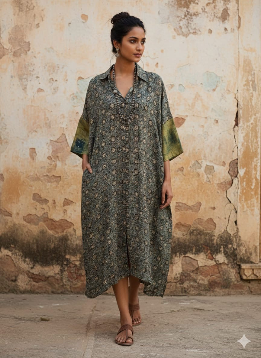 Ajrakh shirt dress