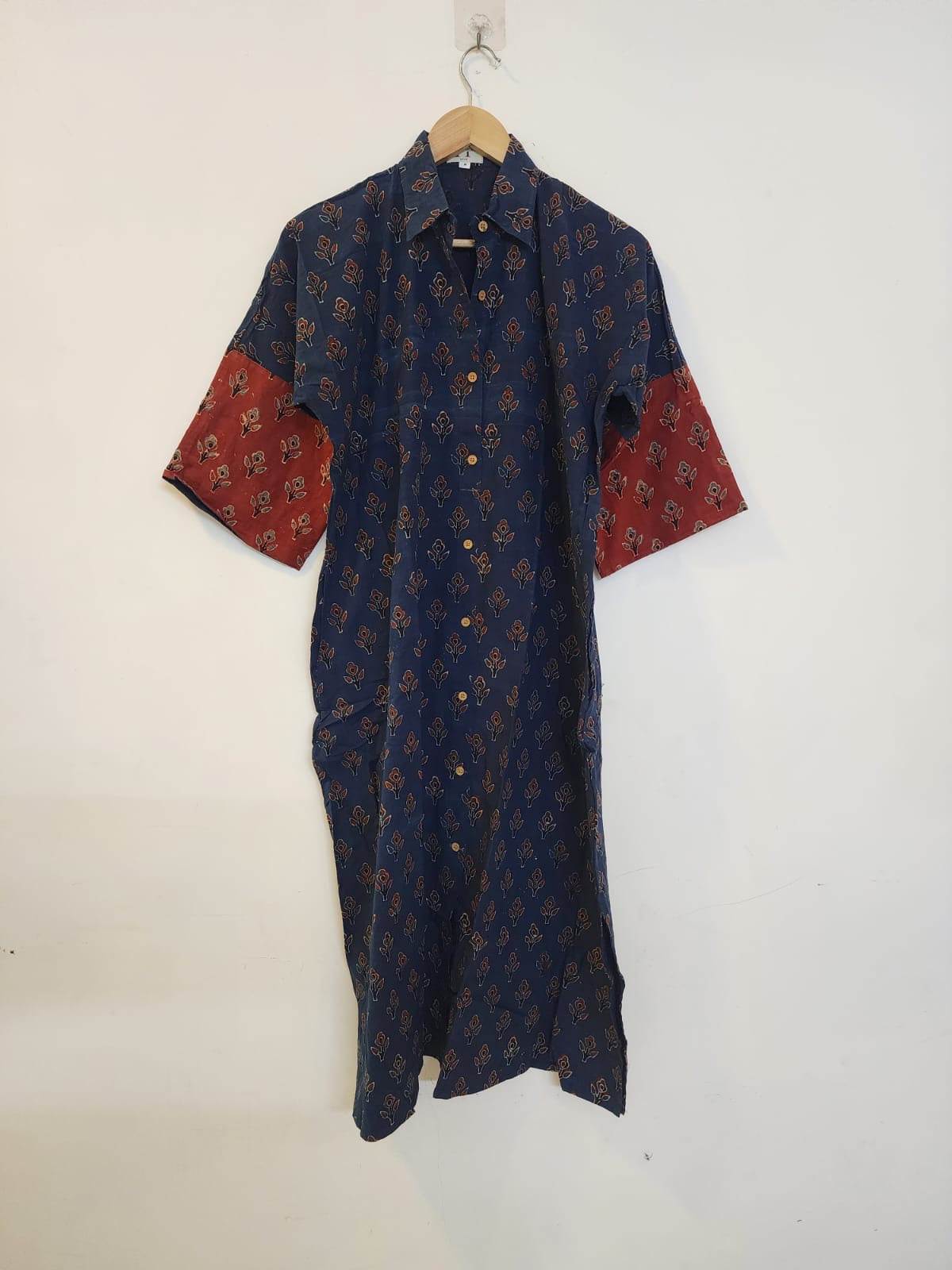 Ajrakh cotton shirt dress