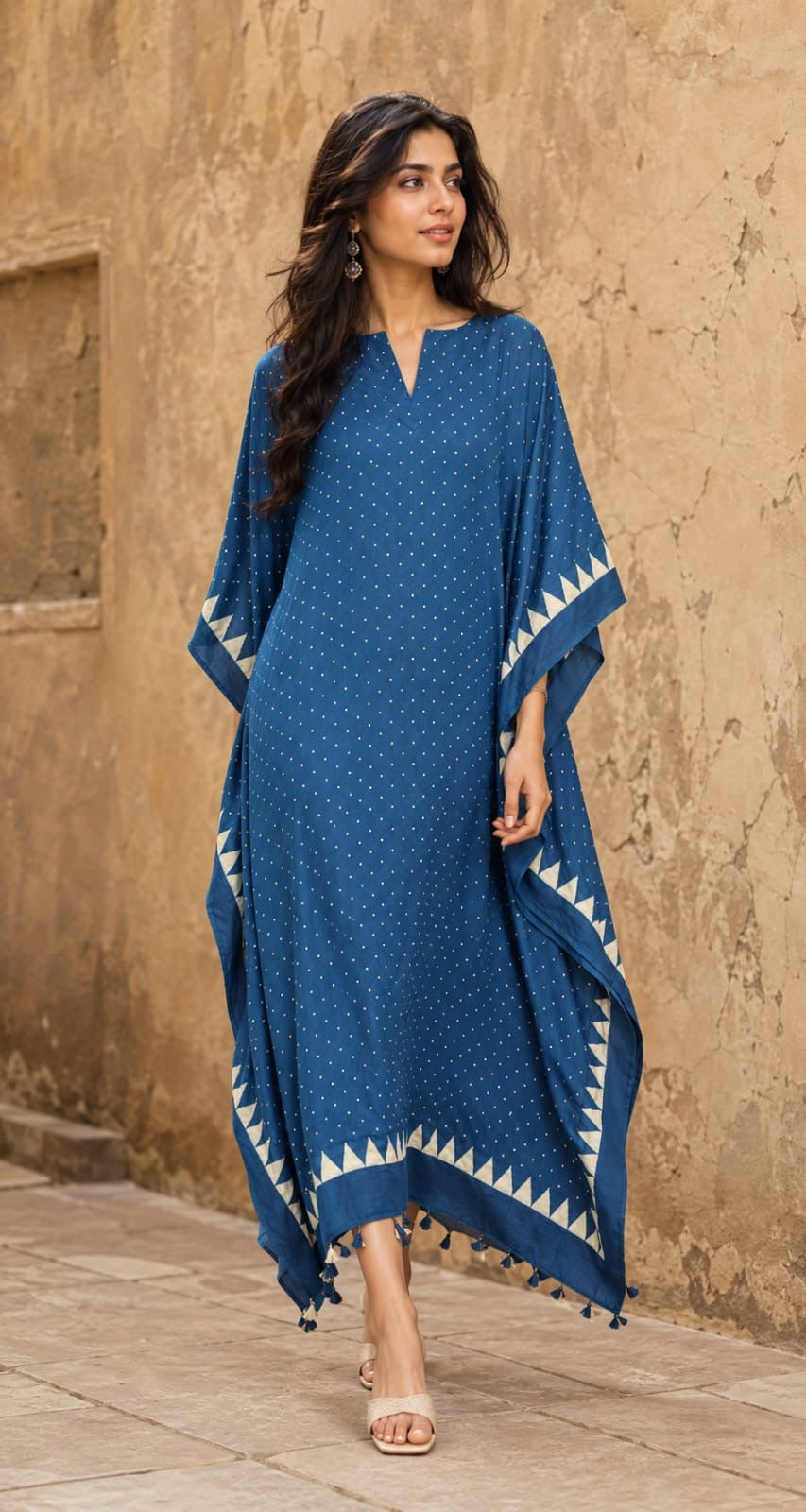 Ajrakh Kaftan in modal silk