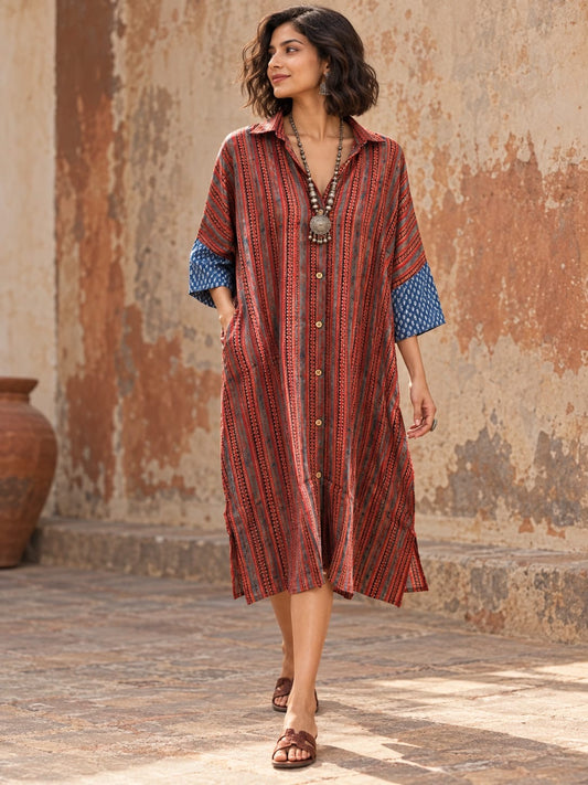Ajrakh shirt dress