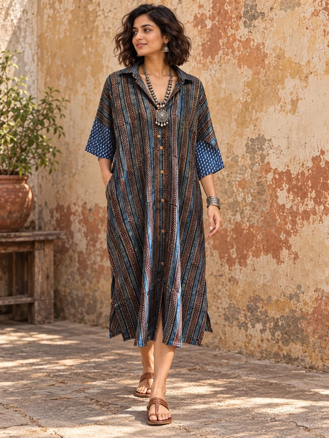 Ajrakh shirt dress