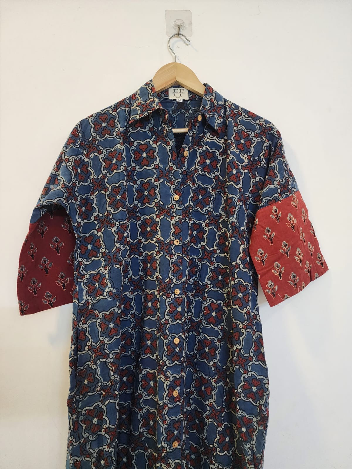 Ajrakh cotton shirt dress