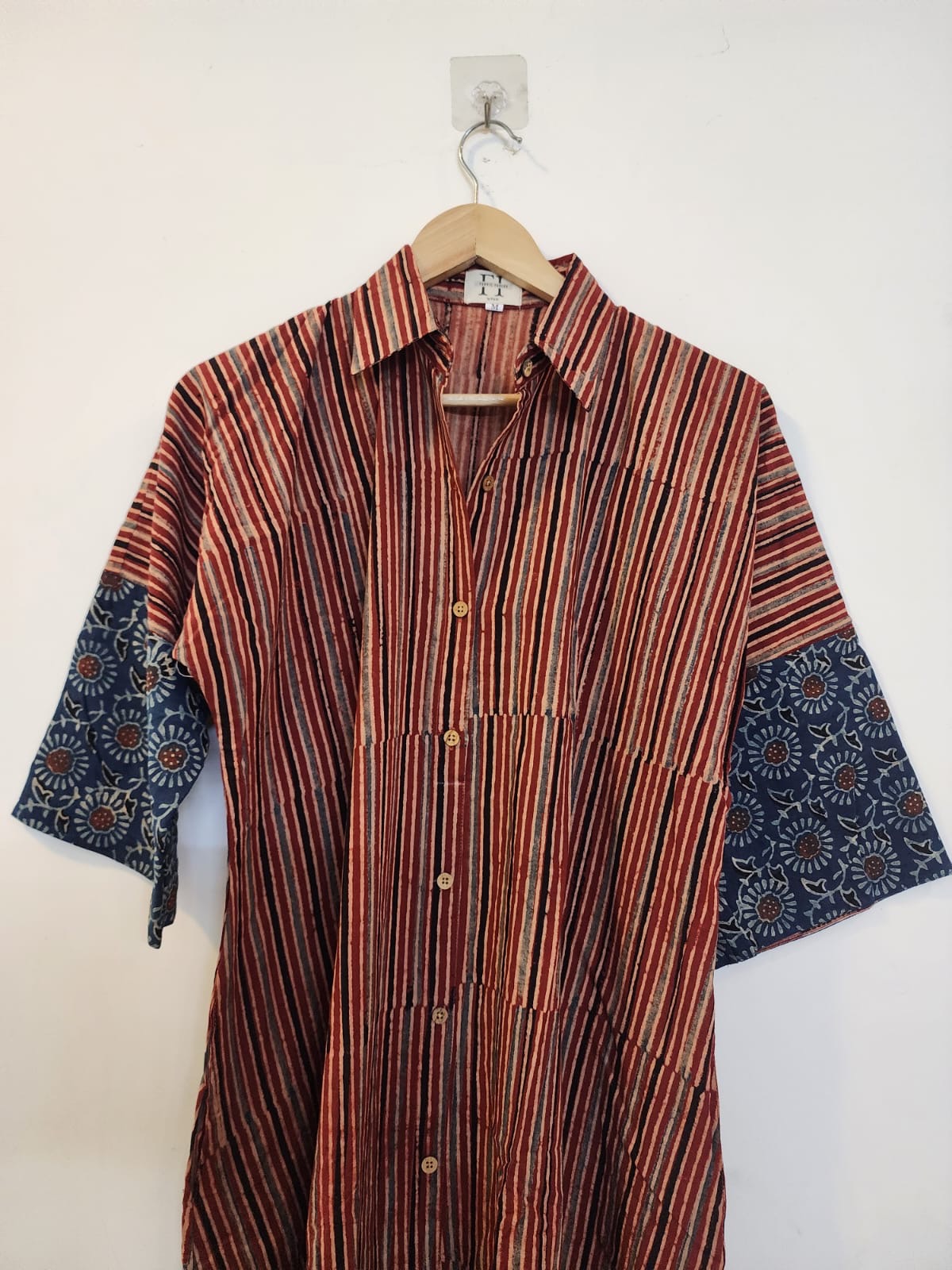 Ajrakh cotton shirt dress