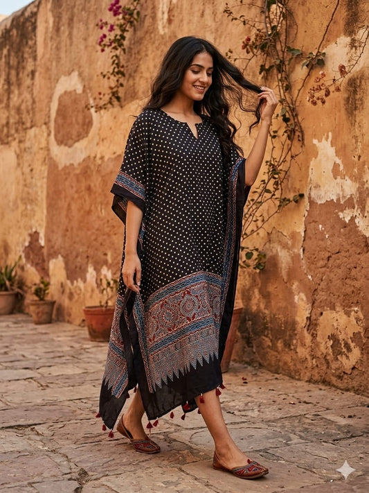 Ajrakh Kaftan in modal silk