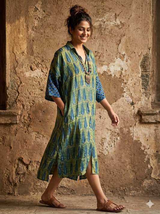 Ajrakh shirt dress