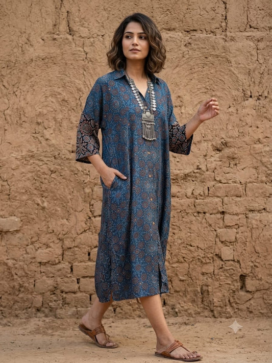 Ajrakh shirt dress