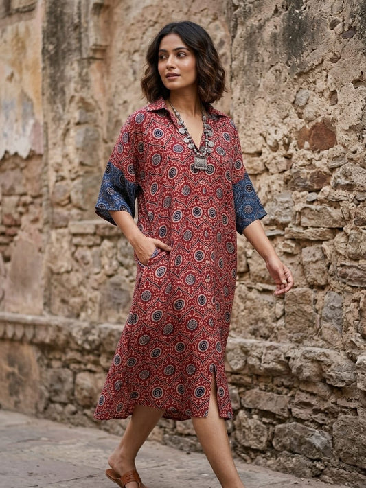 Ajrakh shirt dress