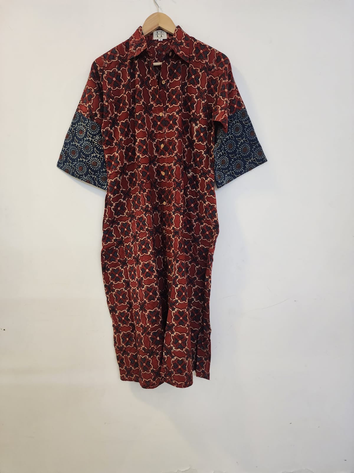 Ajrakh cotton shirt dress