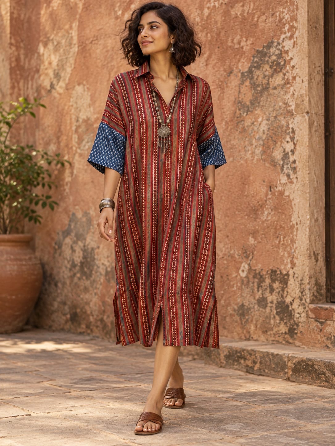 Ajrakh shirt dress