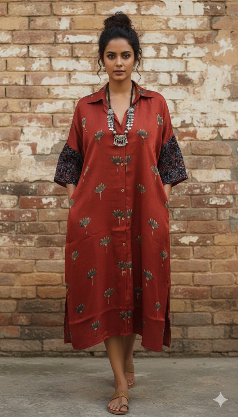 Ajrakh shirt dress