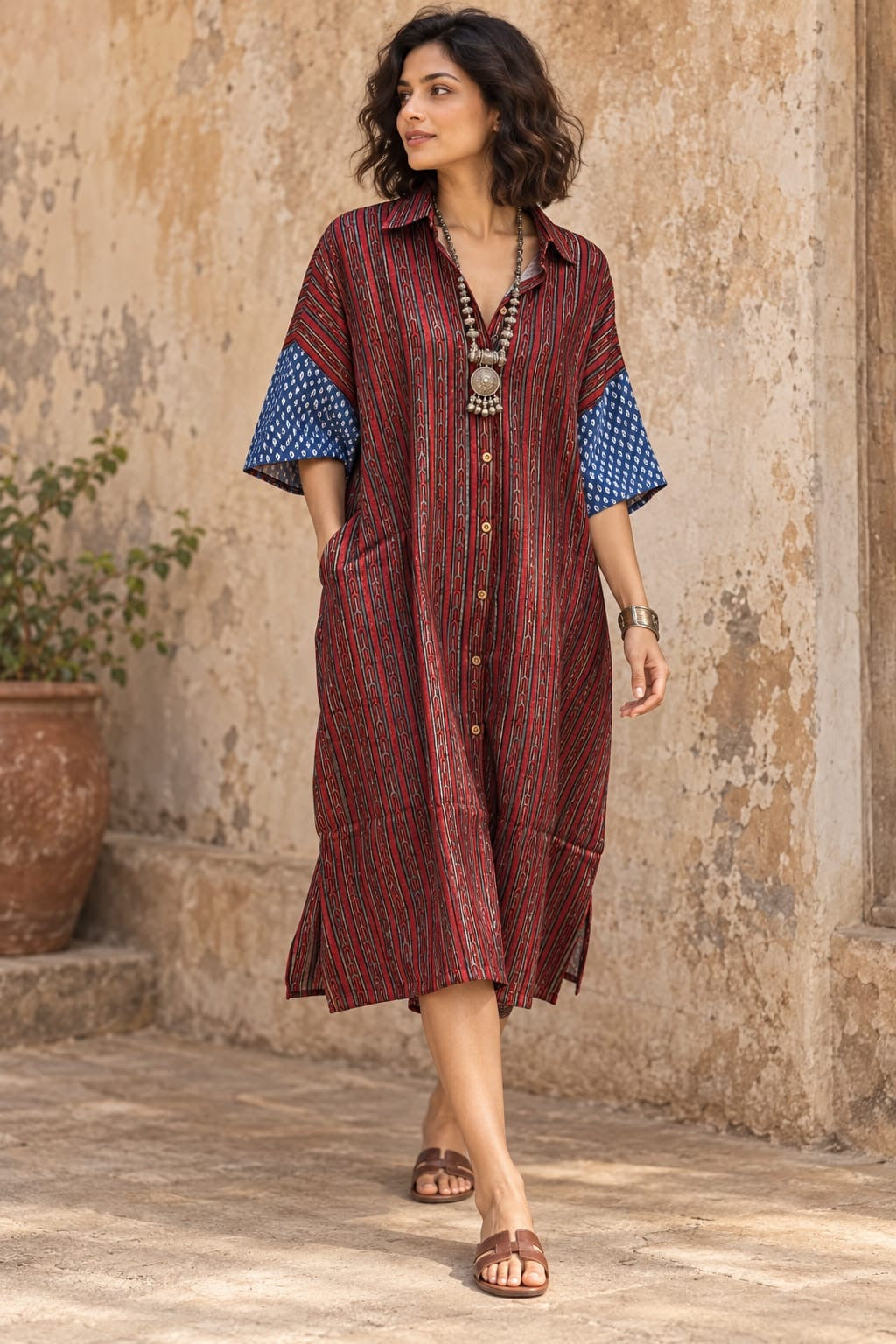 Ajrakh shirt dress