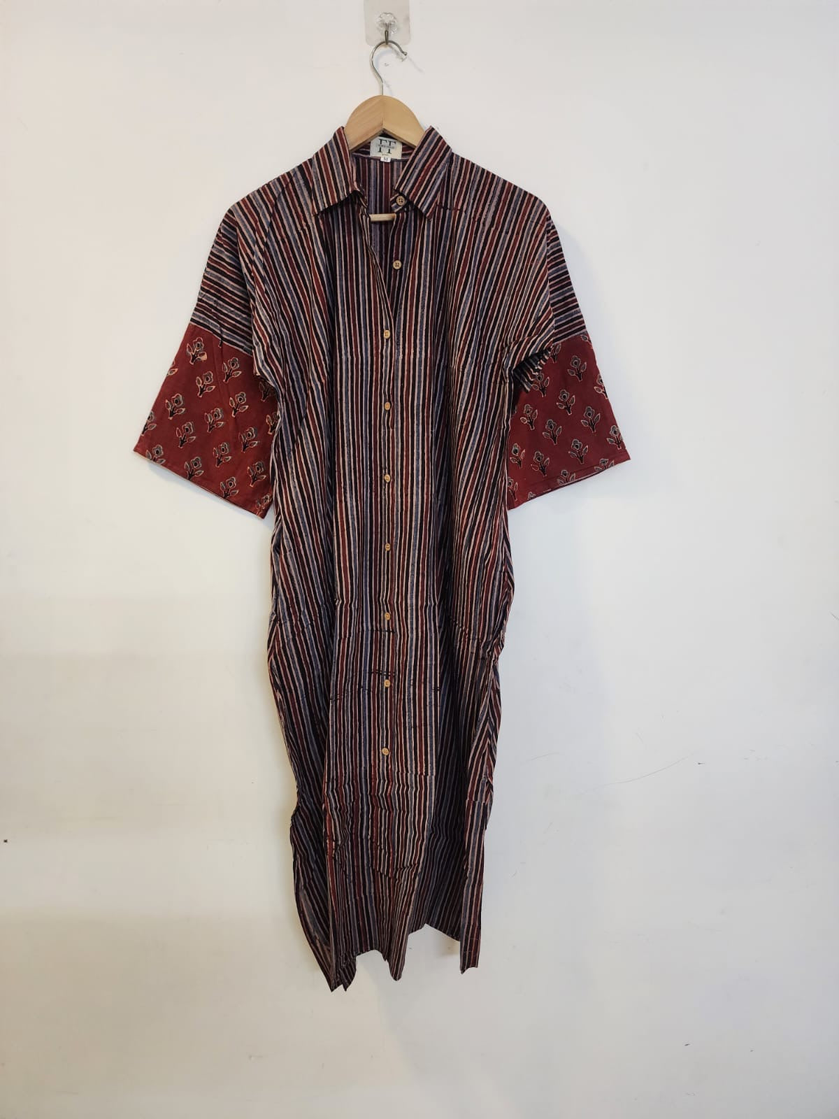 Ajrakh cotton shirt dress