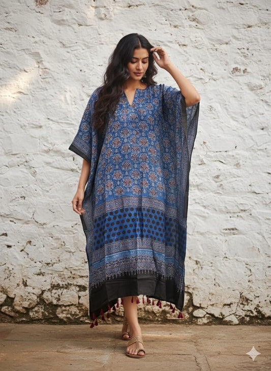 Ajrakh Kaftan in modal silk